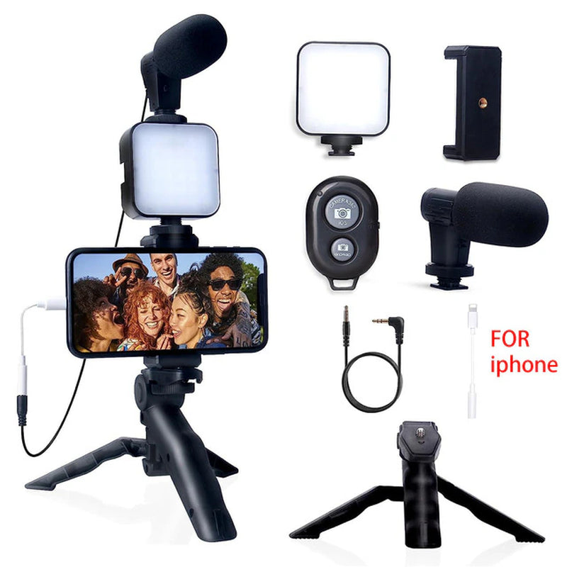 "Ultimate Smartphone Vlogging Kit: Elevate Your Content Creation with Tripod, Mini Microphone, and More!"