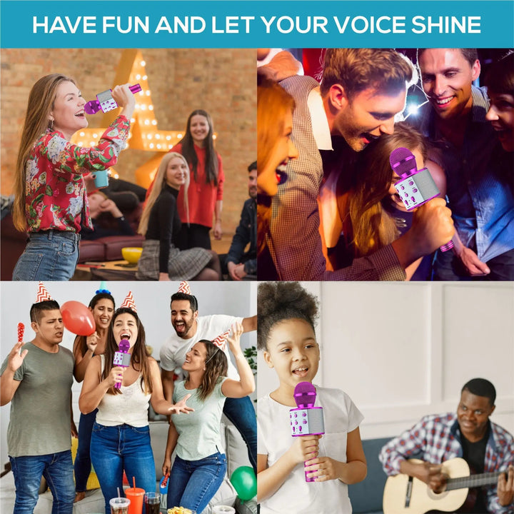 Spectacular Karaoke Mic - For Adults and Kids - Rechargeable Bluetooth Speaker with Wireless Microphone and Voice Changer