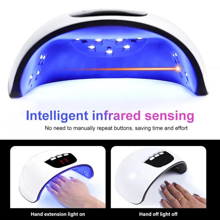 "Quick-Cure Pro Nail Dryer: 18 LEDs, Infrared Sensor, Salon-Grade Tool for All UV Gel Polish"