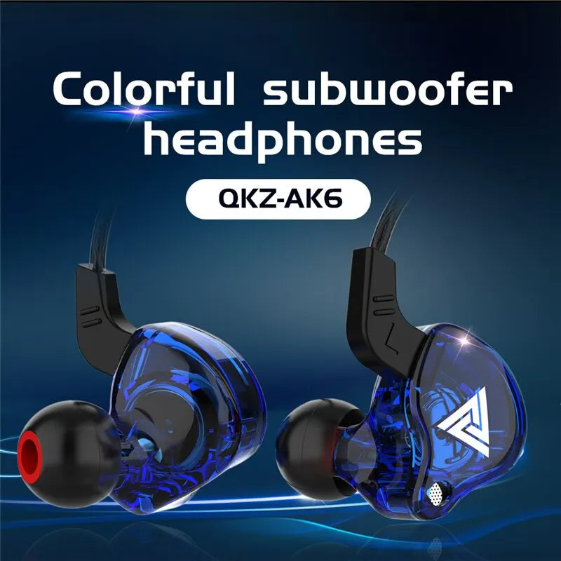 "QKZ AK6 Copper Driver Hifi Earphones - Bass-Boosted Stereo Headphones with Mic"