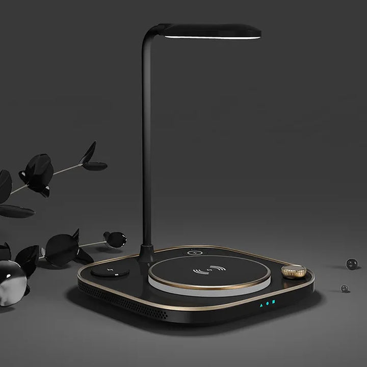 15W Fast 5 in 1 Wireless Charging for Iphone Watch Earphone Modern Led Office Desk Lamp Wireless Charger Lamp
