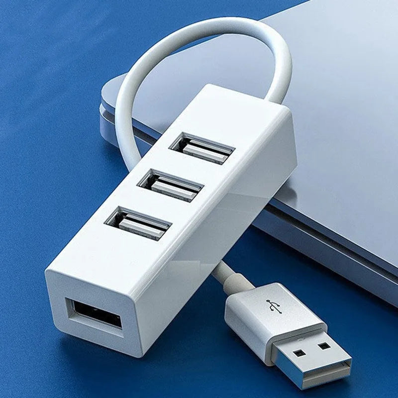 "High-Speed 4-Port USB 2.0 Hub Splitter with Power Adapter for PC Accessories"