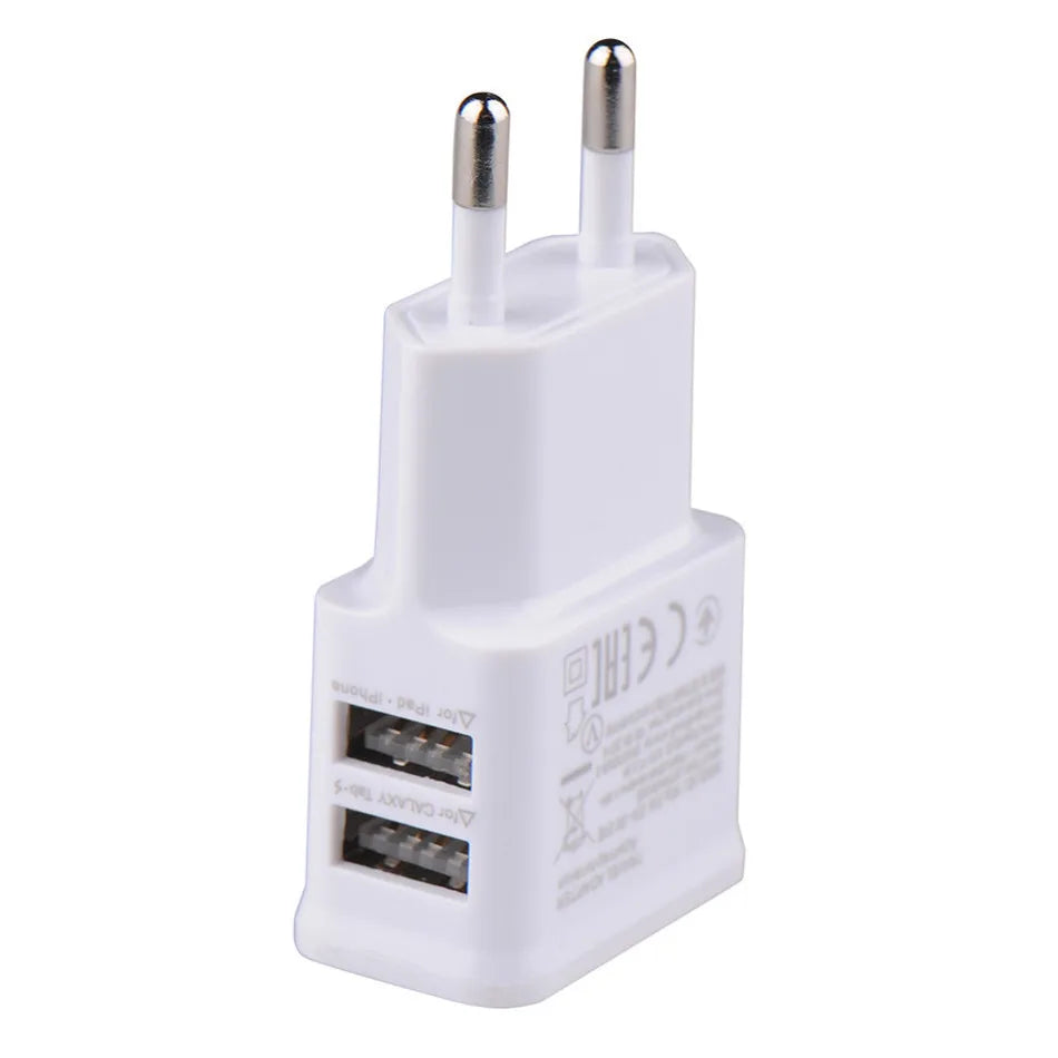 "Travel Smart Dual USB Power Adapter - Fast Charging for Your Smartphone on the Go!"