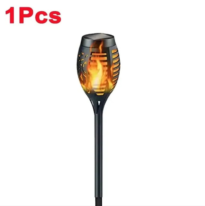 "Outdoor Solar Flame Torch Light - 12 LED Flickering Waterproof Garden Decoration"