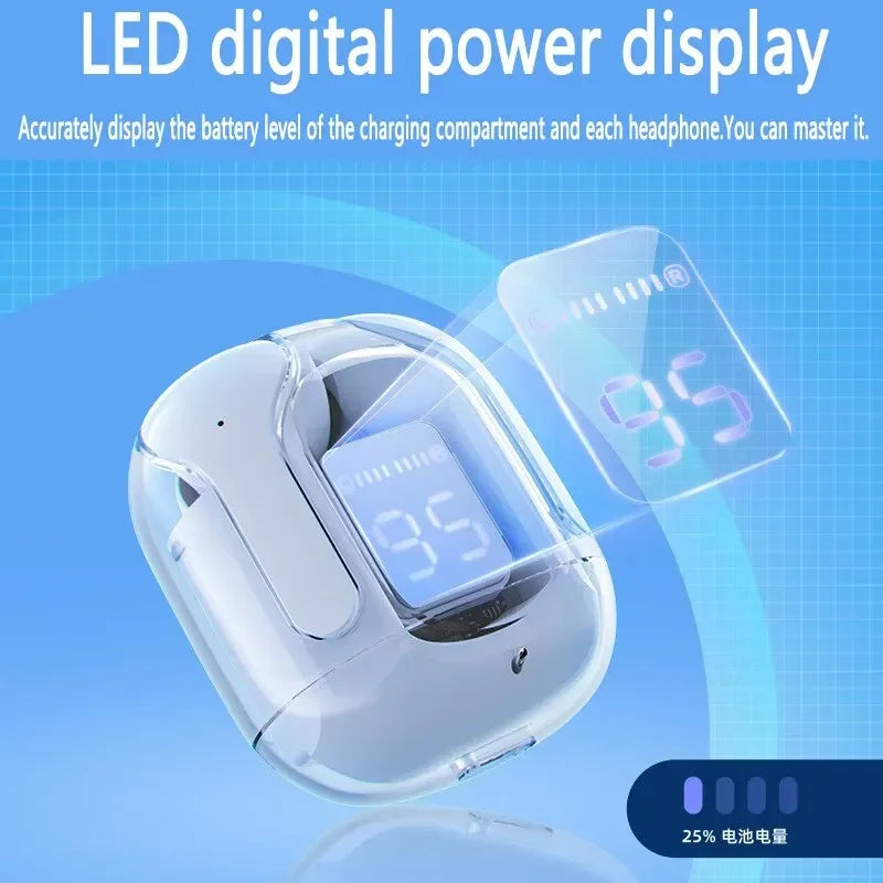 "Air 31: Transparent True Wireless Bluetooth Earbuds with LED Display - Perfect for Sports and Workouts!"