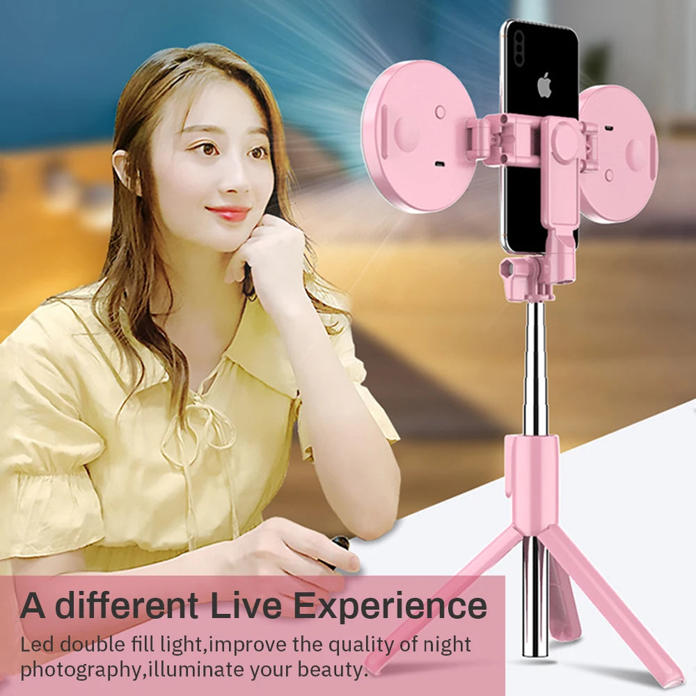 4-in-1 Selfie Stick with LED Ring Light – Perfect Lighting for Every Shot!