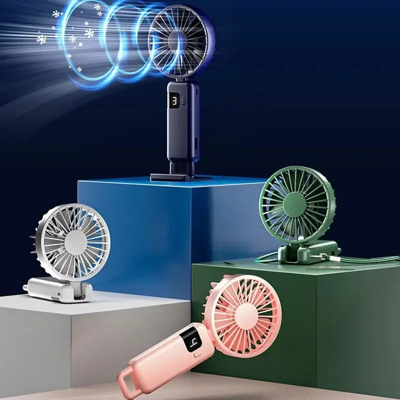 "Portable Rechargeable Neck Fan with Base - Stay Cool Anywhere! Free Shipping!"