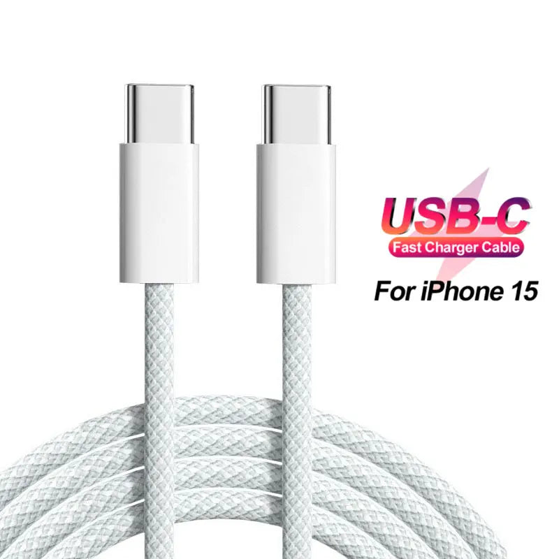 "Ultimate 60W PD Fast Charger for Apple iPhone 15 Series - High-Speed USB-C Charging Cable with Premium Weaving Design"