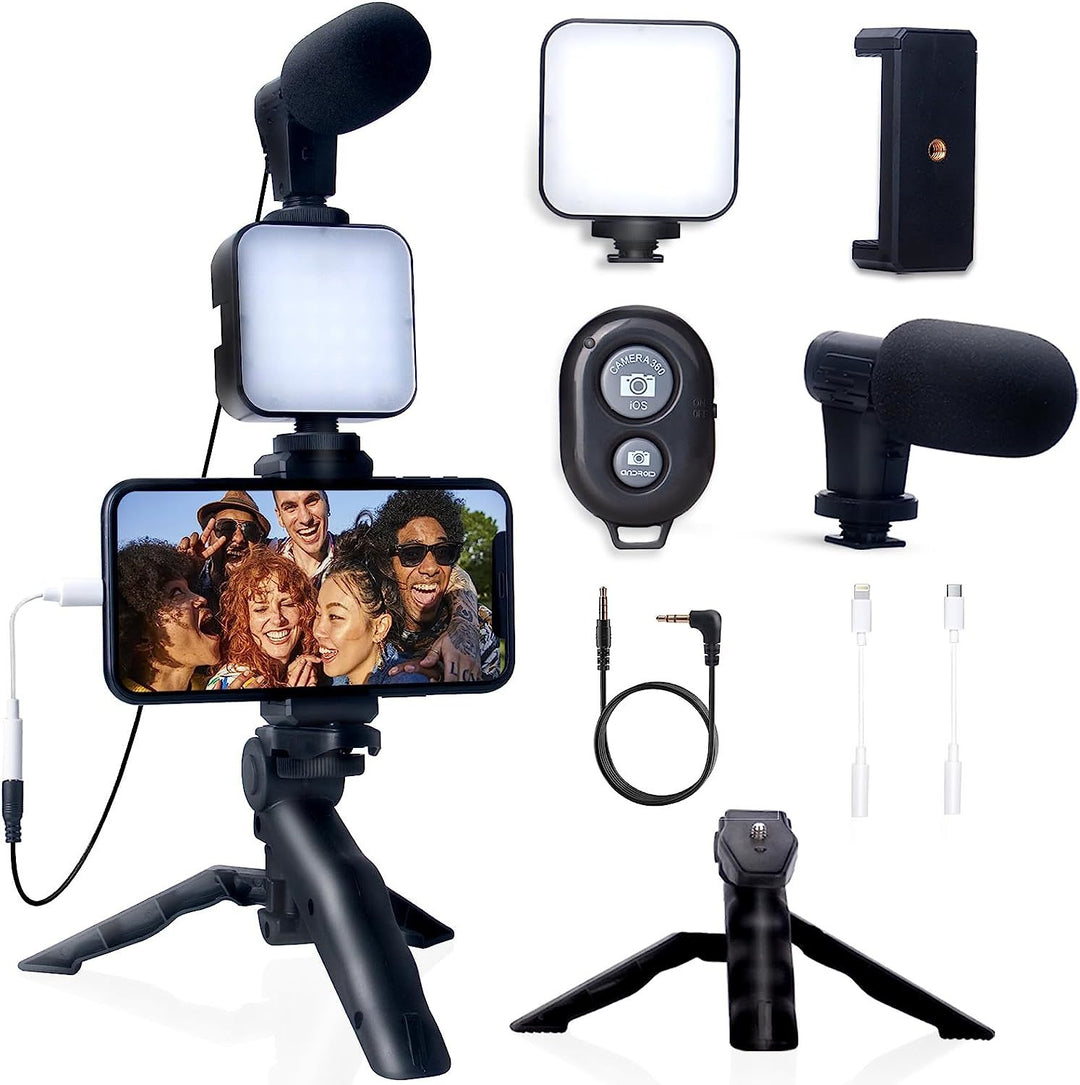 "Ultimate Smartphone Vlogging Kit: Elevate Your Content Creation with Tripod, Mini Microphone, and More!"