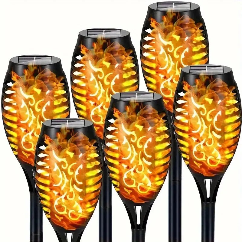 "Outdoor Solar Flame Torch Light - 12 LED Flickering Waterproof Garden Decoration"