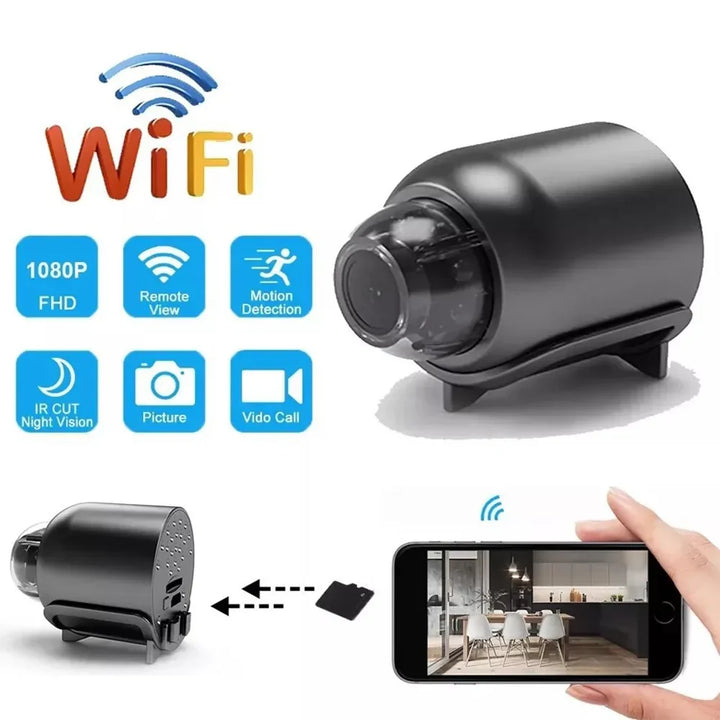 "Smart Mini Camera: Full HD Wireless Surveillance with Night Vision, Motion Detection, and Baby Monitoring Capabilities"