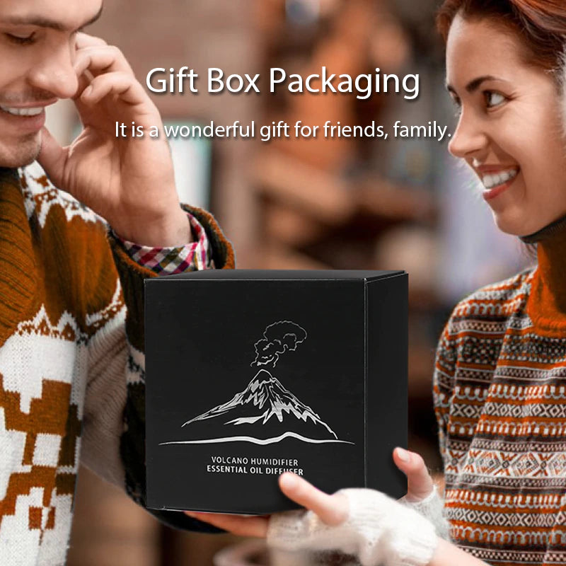"Volcanic Aroma Diffuser: USB Portable Air Humidifier with Color Flame Night Light"
