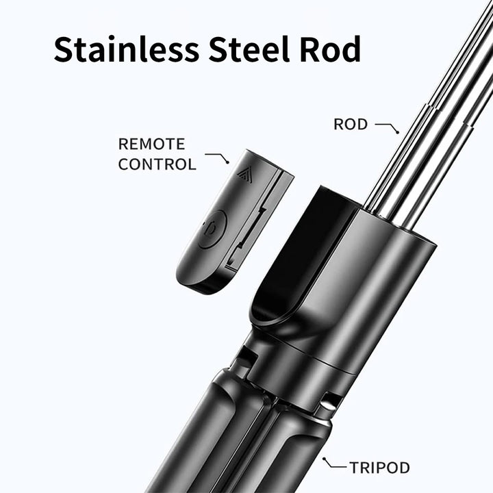 "Ultimate Selfie Stick Tripod: Wireless, Lighted, Extendable with Bluetooth Remote for iPhone & Mobile TikTok Streaming"