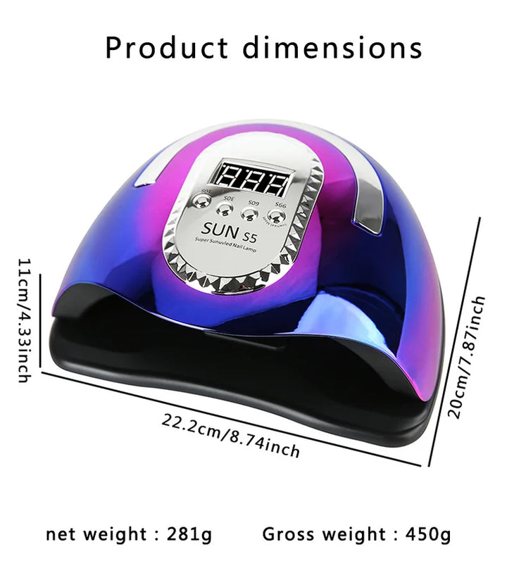 "Sun S5 MAX UV LED Nail Lamp: Smart Gel Polish Drying Machine with Large LCD Touch"