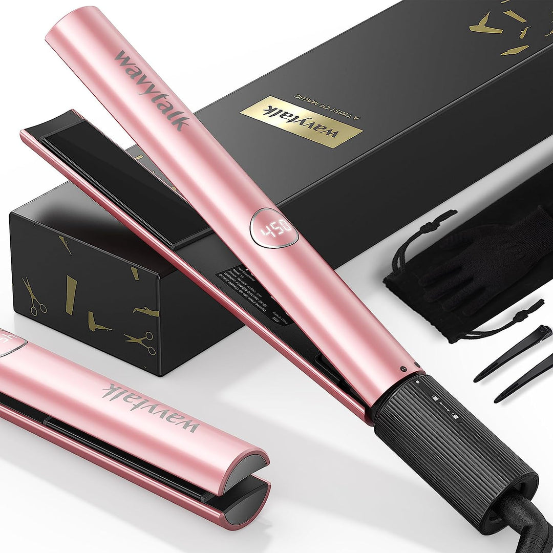 "Ultimate  Titanium Hair Straightener - Professional Flat Iron for All Hair Types, Dual Voltage, 1 Inch Plates"