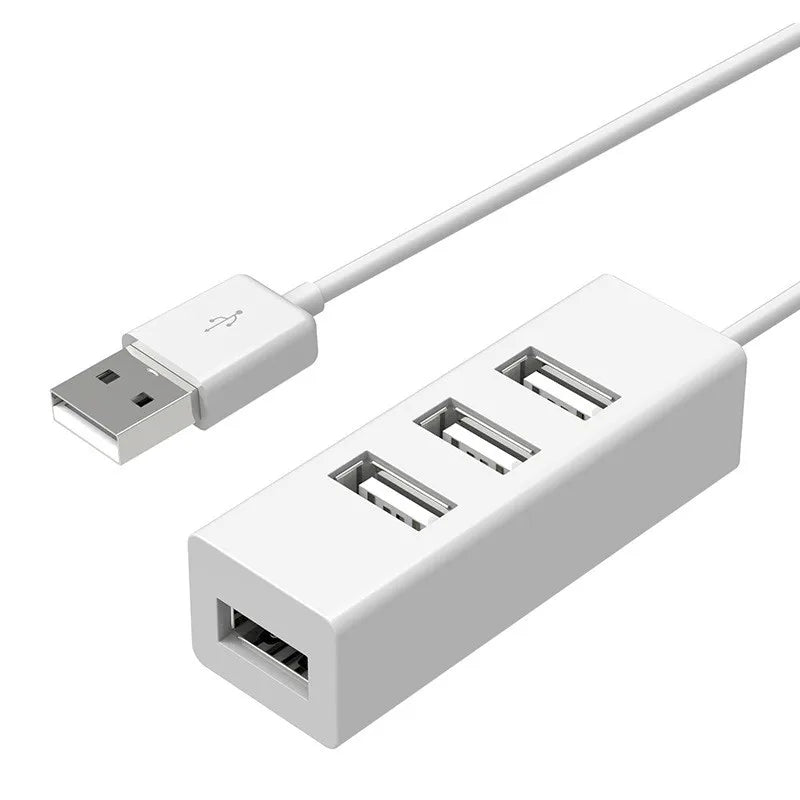 "High-Speed 4-Port USB 2.0 Hub Splitter with Power Adapter for PC Accessories"
