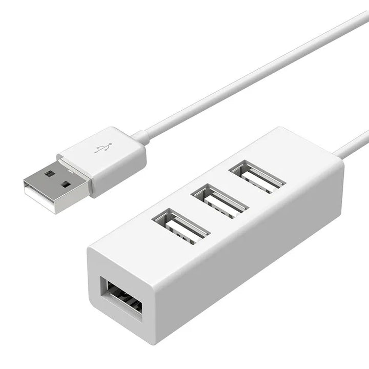 "High-Speed 4-Port USB 2.0 Hub Splitter with Power Adapter for PC Accessories"