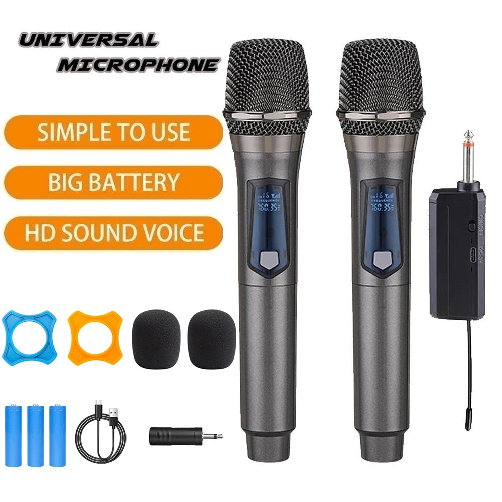 "Professional Dual-Channel Wireless Microphone for Karaoke, Church, and Events"