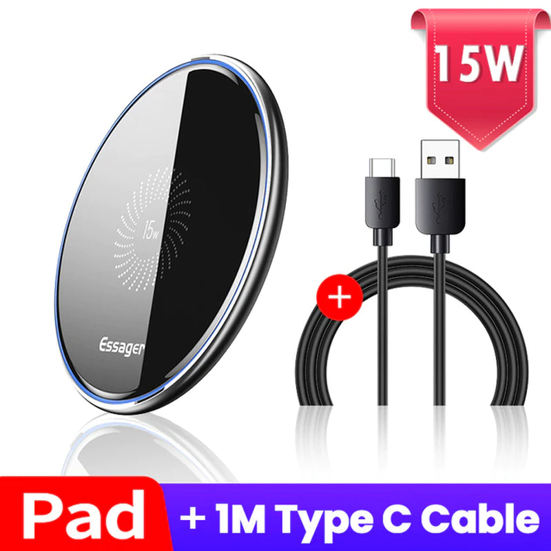 " 15W Fast Wireless Charger: Compatible with iPhone 14/13/12, Airpods, Samsung S22/S10, Xiaomi, LG - Visible Qi Wireless Charging Pad"
