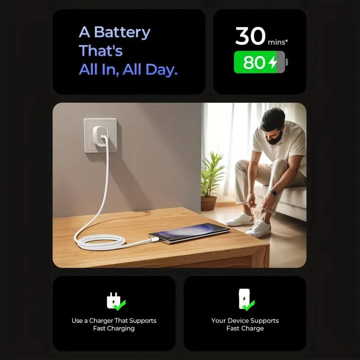 "Ultimate 60W PD Fast Charger for Apple iPhone 15 Series - High-Speed USB-C Charging Cable with Premium Weaving Design"