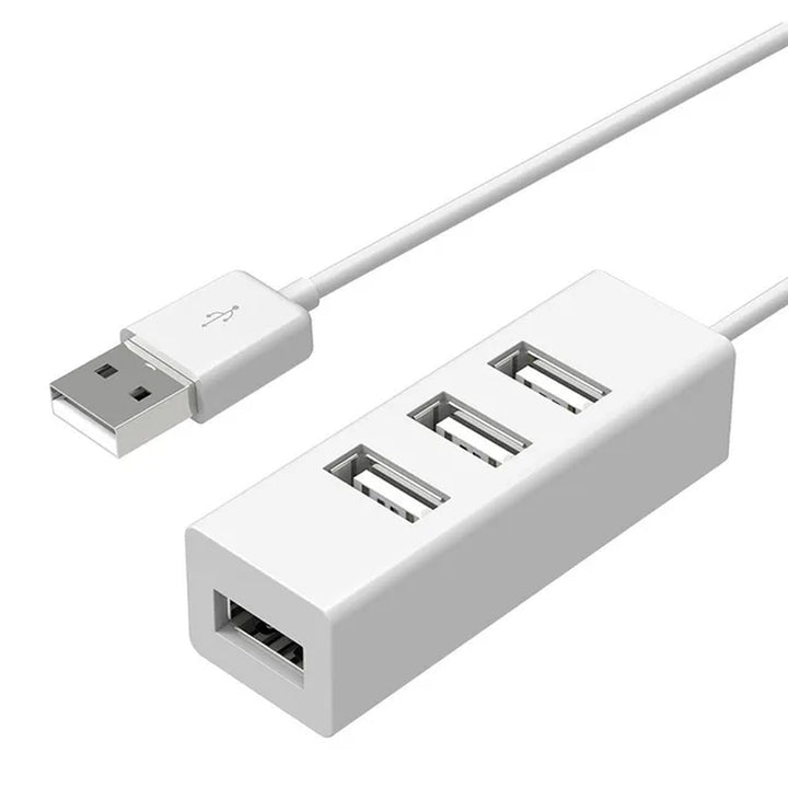 "High-Speed 4-Port USB 2.0 Hub Splitter with Power Adapter for PC Accessories"