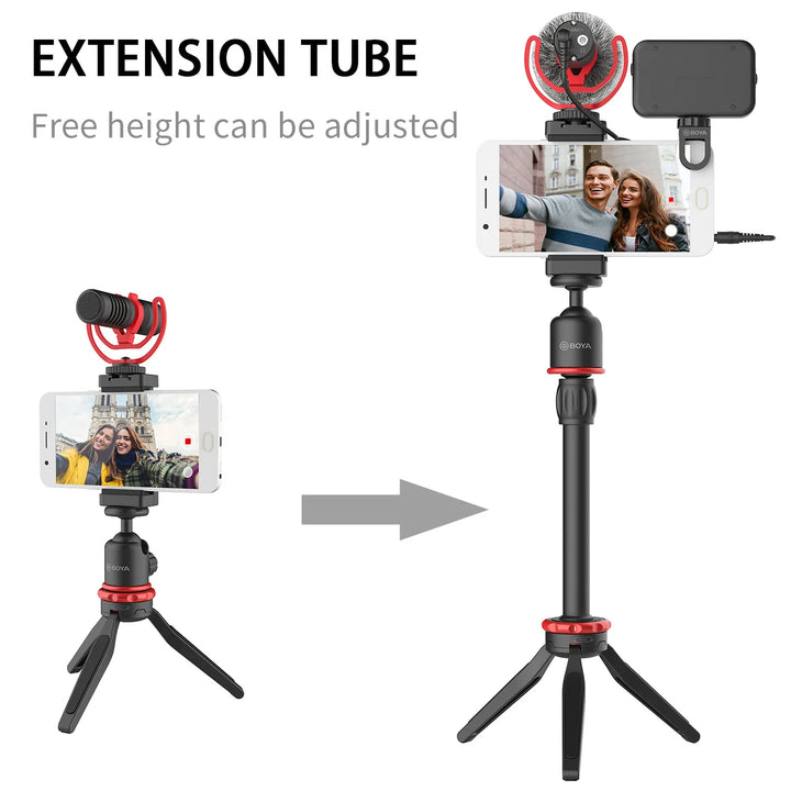  BOYA BY-VG350 Ultimate Video Kit - Elevate Your Vlogs and Podcasts with Super-Cardioid Microphone and LED Light!"