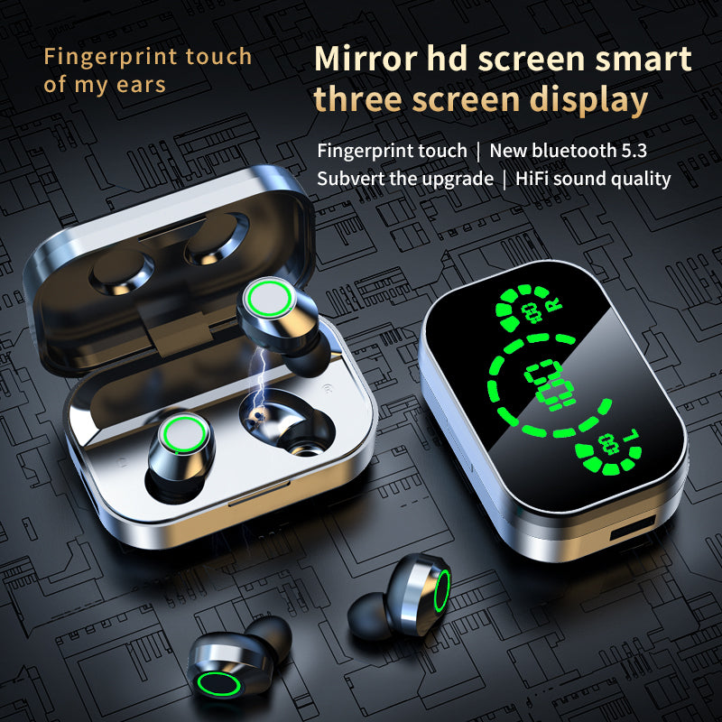 YD03 Wireless Bluetooth Headset - TWS Large Screen Smart Digital Display In Ear Breathing Light - Divo Arc Enterprise LLC