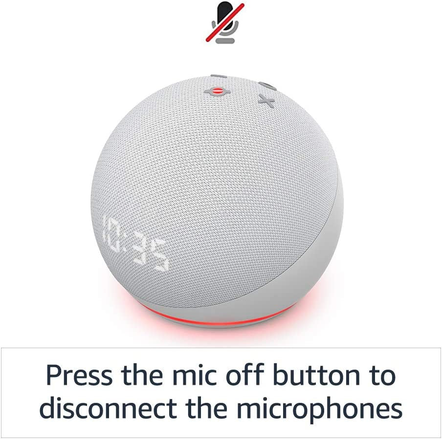 "Enhanced Echo Dot (4th Gen) with Clock and Alexa in Glacier White - Your Ultimate Smart Speaker!"