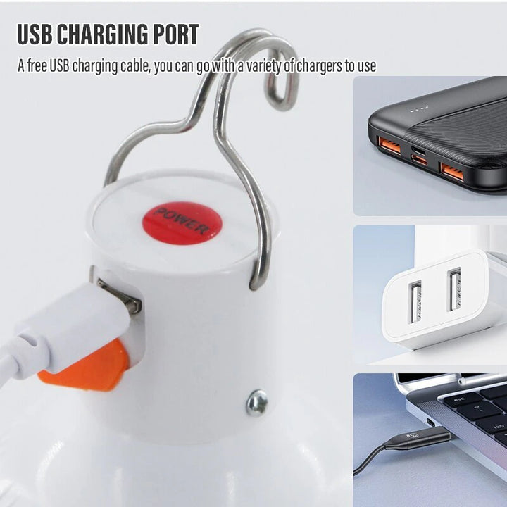"Portable USB Rechargeable LED Camping Lantern - High Brightness Emergency Light for Outdoor Adventures"