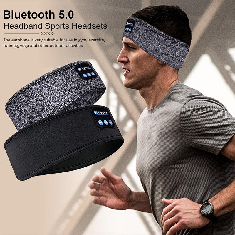 "Wireless Bluetooth Sports Headband with Earphones and Eye Mask"