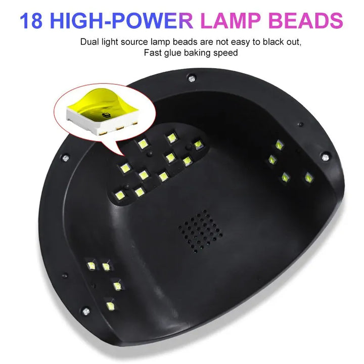 "Quick-Cure Pro Nail Dryer: 18 LEDs, Infrared Sensor, Salon-Grade Tool for All UV Gel Polish"