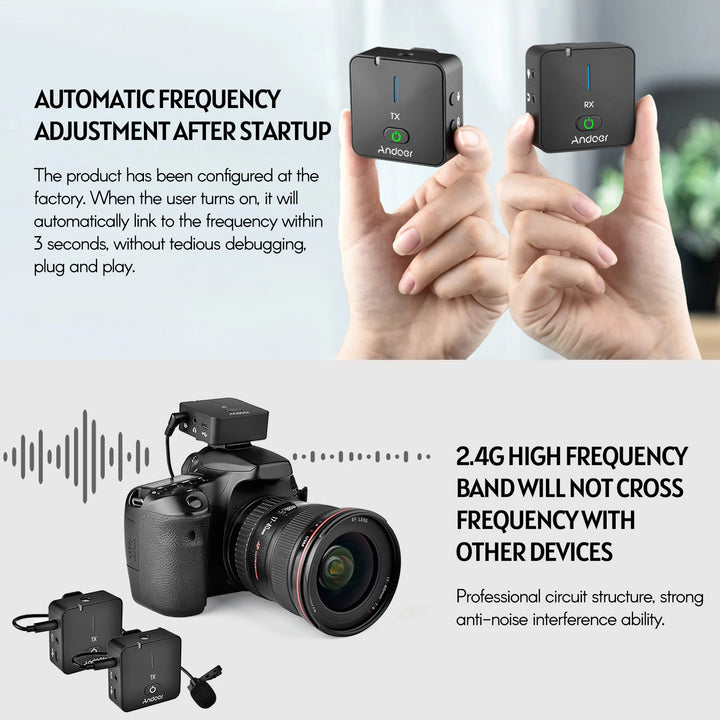 "Ultimate Wireless Lavalier Microphone for Smartphone and Camera -  MX5: Rechargeable and Clip-On for Crystal Clear Audio"