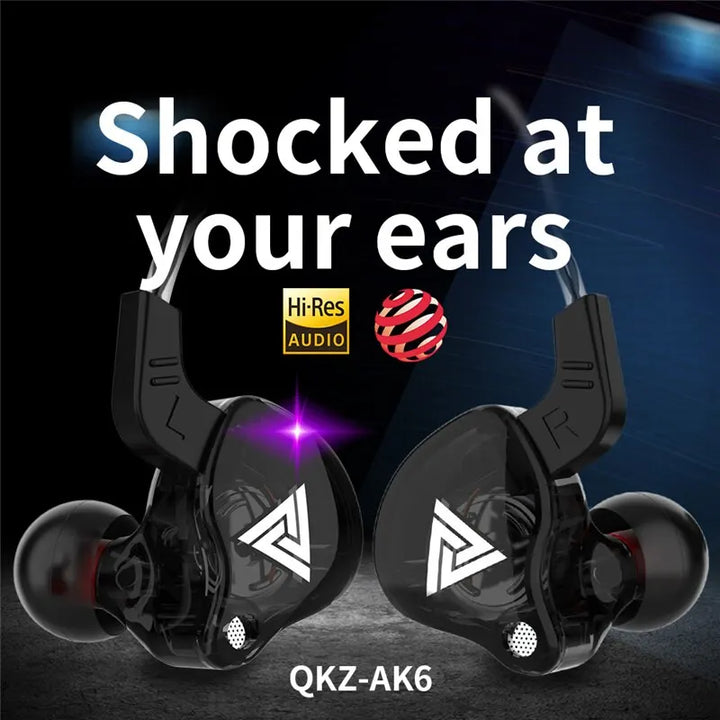 "QKZ AK6 Copper Driver Hifi Earphones - Bass-Boosted Stereo Headphones with Mic"