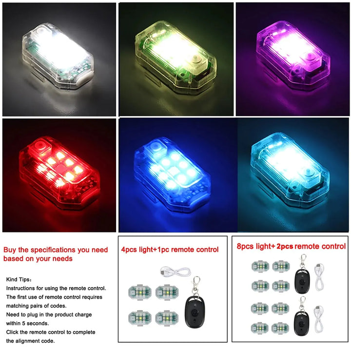 "Wireless Remote Controlled LED Strobe Light for Drones - Illuminate the Skies with Flashing Lights!"