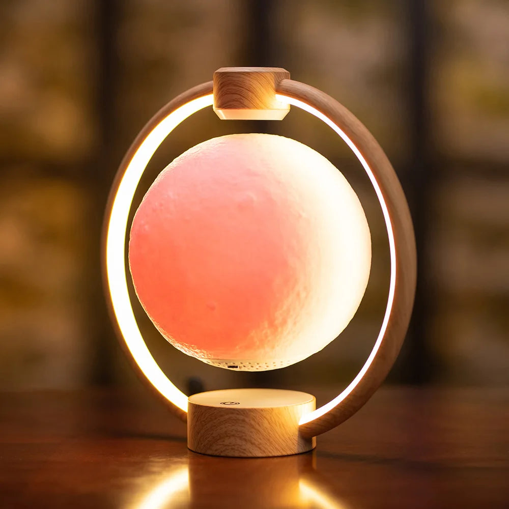 "Levitating Moon Light Bluetooth Speaker: 3D Stereo Sound, Magnetic Levitation, LED Globe, Rotating Lamp - Perfect for Home Decor and Bedside Ambiance!"