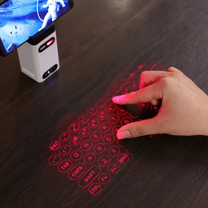 Wireless Virtual Laser Keyboard with Bluetooth Connectivity for Computer, Smartphone, and Laptop - Includes Mouse Function