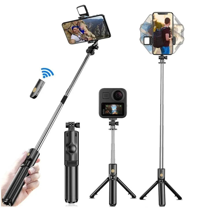 "Ultimate Selfie Stick Tripod: Wireless, Lighted, Extendable with Bluetooth Remote for iPhone & Mobile TikTok Streaming"