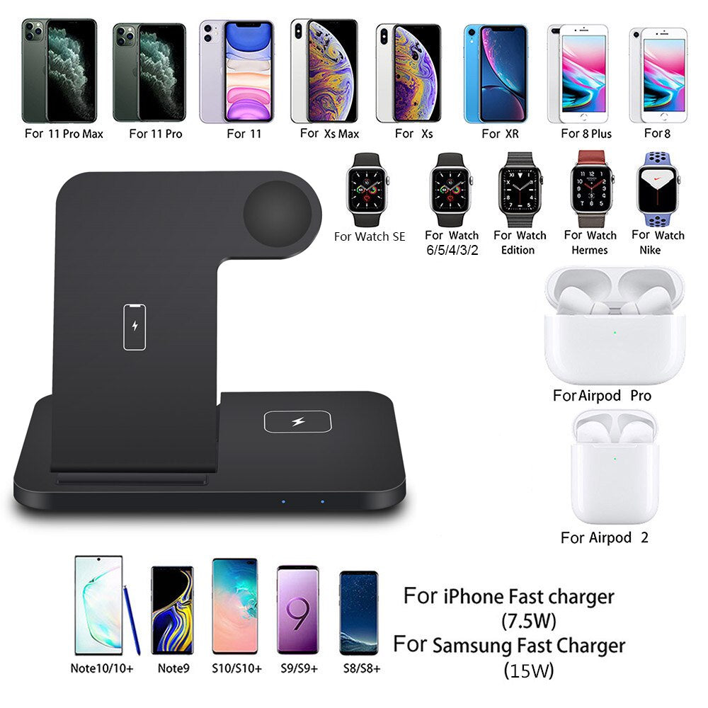 3 in 1 Wireless Charger for Iphone 14 13 12 11 XS XR X 8 Airpods Pro Apple Watch 8 7 SE 15W Fast Charging Stand for Samsung S22