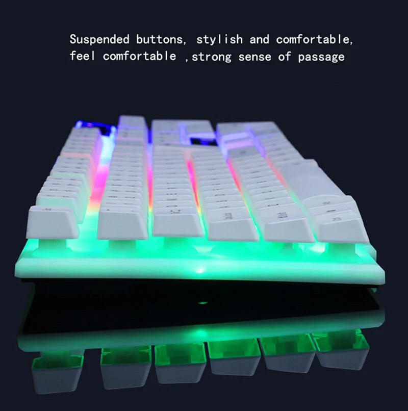 LED Backlight Gaming Wired Keyboard and Mouse Set USB Keyboards Ergonomics Gamer Mouse Holder Key Board Computer Game Keyboard