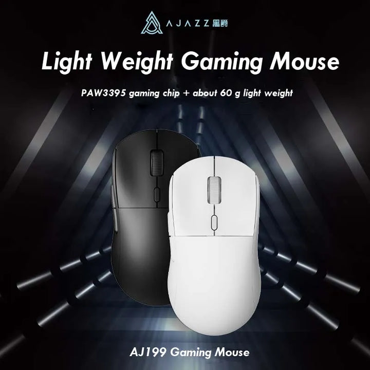 AJ199 Wireless 2.4Ghz + Wired Gaming Mouse PAW3395 for Gaming Laptop PC Optical