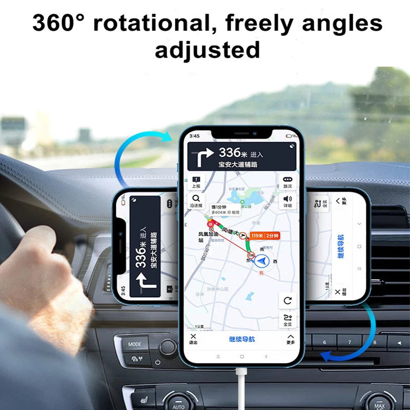 100W Magnetic Car Wireless Charger for Iphone 15 14 13 Pro Max Car Charger Stand Macsafe Wireless Charger Air Vent Phone Holder