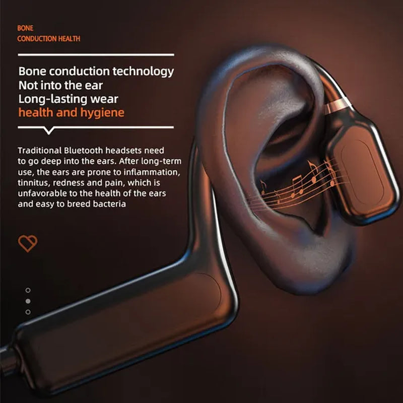 2024 New Upgrade Bone Conduction Earphones Bluetooth 5.2 Neckband Wireless Bluetooth Headset with Microphone 9D Hifi Stereo Wireless Headphones Waterproof Earhook Bluetooth Earphones for Running, Sports, Fitness, Gym, Driving