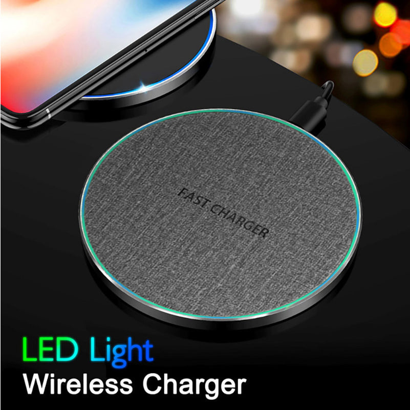 Qi Standard Ultra-Thin Fabric Aluminum Alloy Fast Charge Wireless Charger 15W Fast Charge Fast Charger Disc Wireless Charger