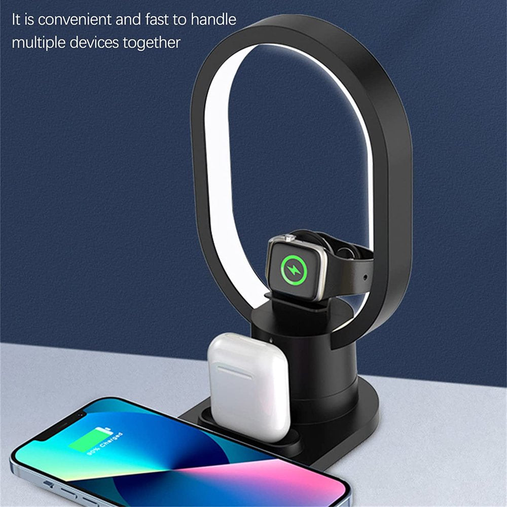 Fast Wireless Charger Stand LED Table Night Light, 15W Wireless Charger Stand Wireless Magnetizing Bedside Lamp