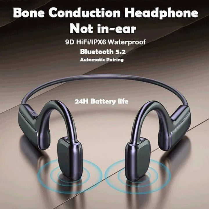 2024 New Upgrade Bone Conduction Earphones Bluetooth 5.2 Neckband Wireless Bluetooth Headset with Microphone 9D Hifi Stereo Wireless Headphones Waterproof Earhook Bluetooth Earphones for Running, Sports, Fitness, Gym, Driving