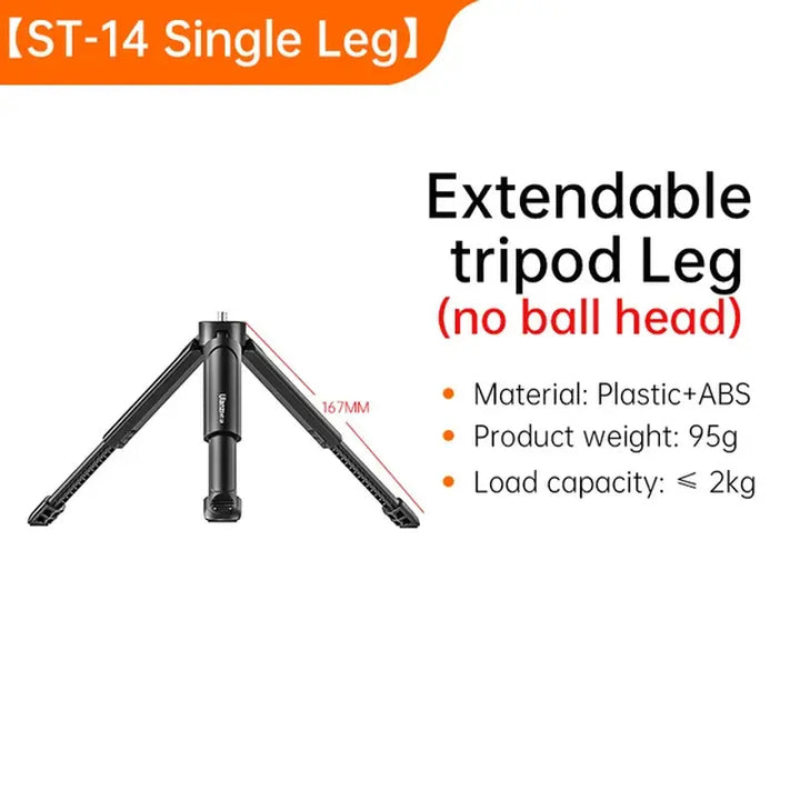 MT-14 Aluminum Alloy Tripod 2KG Load with 360° Ballhead 1/4 Screw Light Portable Vlog Kit Light Desktop Tripods for Phone