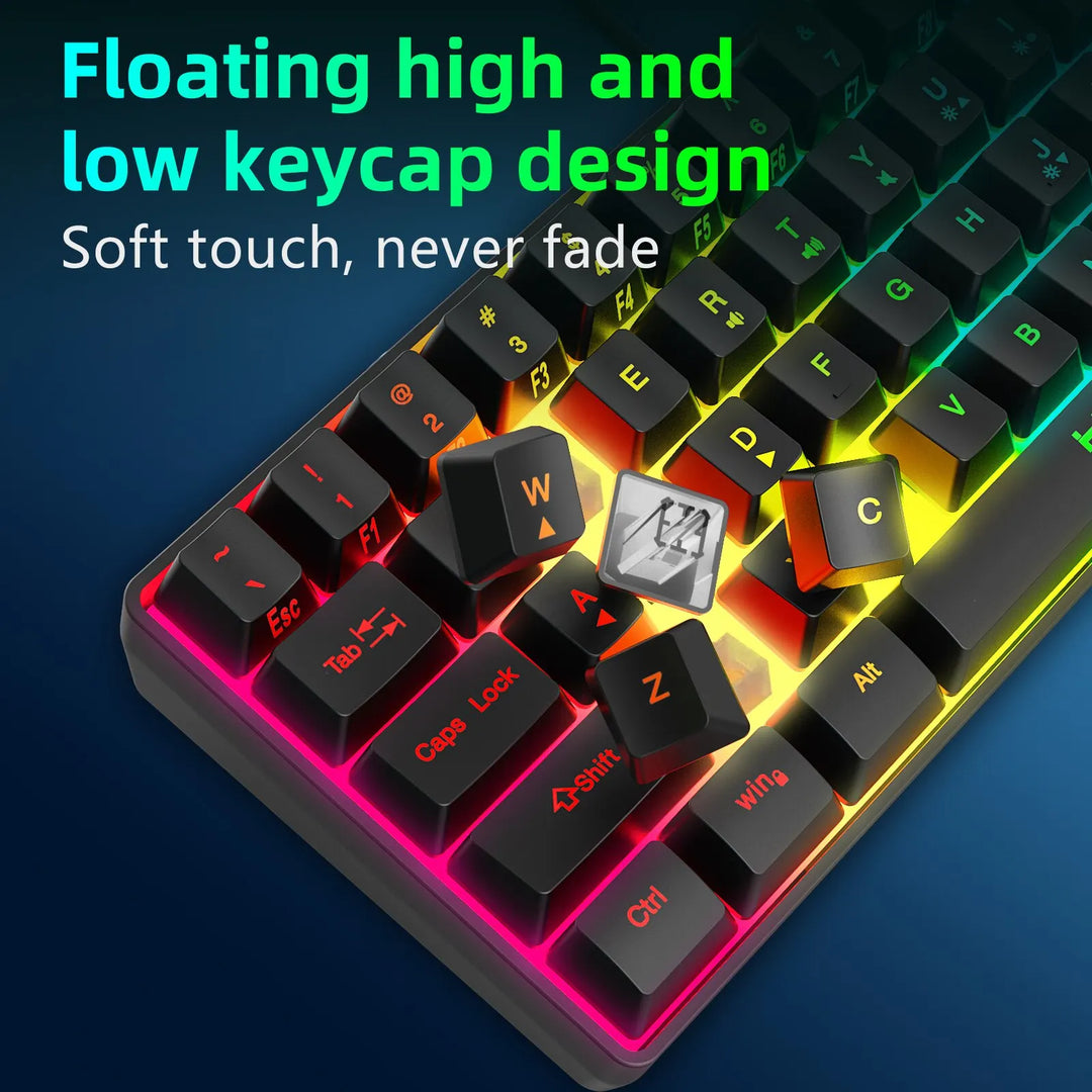 Wired Gaming Keyboard Computer Keyboards 61 Keys Backlit Ergonomic USB for PC Laptop Removable Cable Office Accessories