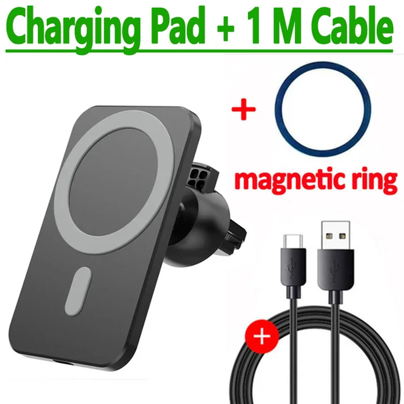 100W Magnetic Car Wireless Charger for Iphone 15 14 13 Pro Max Car Charger Stand Macsafe Wireless Charger Air Vent Phone Holder