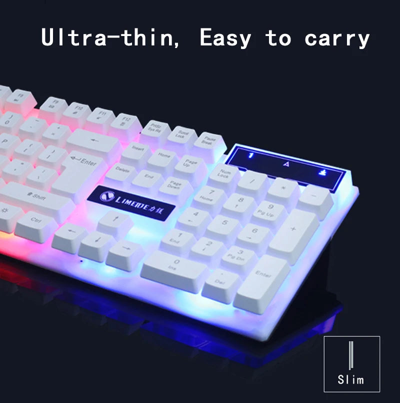 LED Backlight Gaming Wired Keyboard and Mouse Set USB Keyboards Ergonomics Gamer Mouse Holder Key Board Computer Game Keyboard