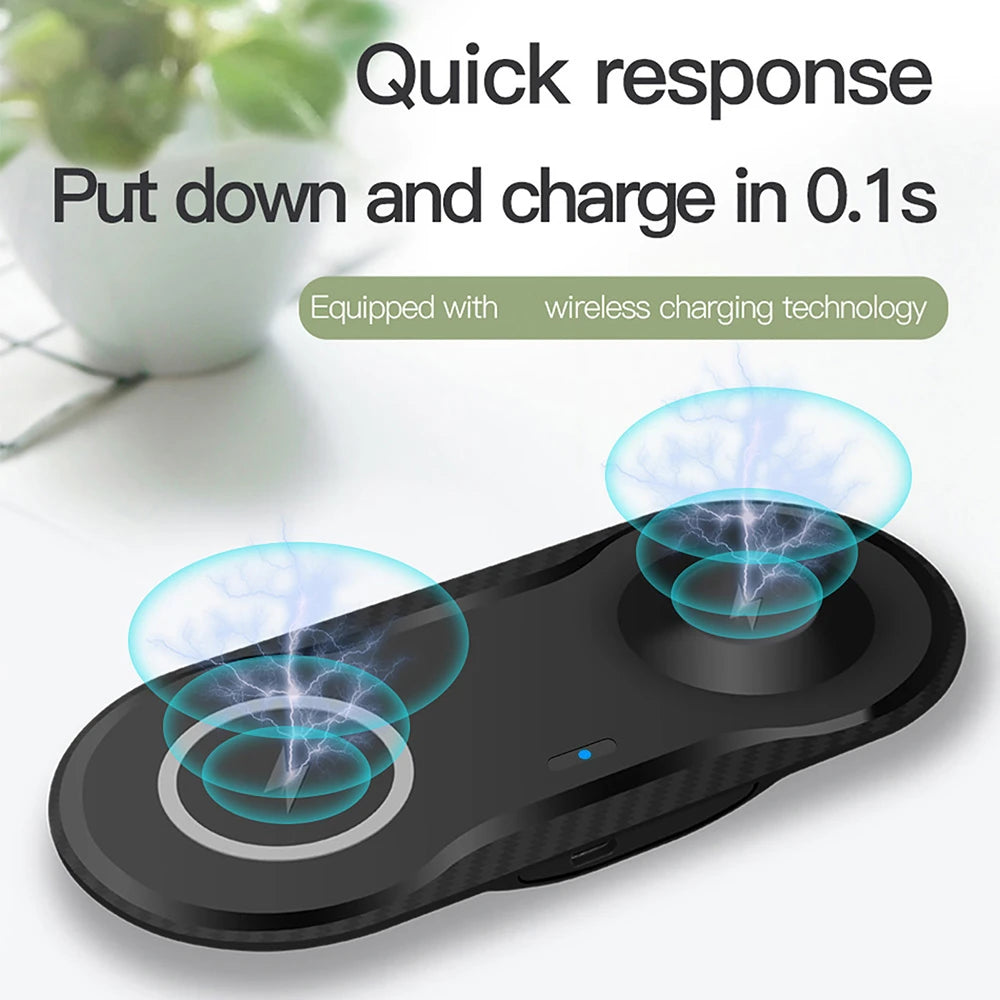 Double 2 in 1 Fast Wireless Charger Pad 40W Dual Charging Station for Iphone 14 13 12 11 XS XR X 8 Airpods 3 Pro Samsung S22 S21